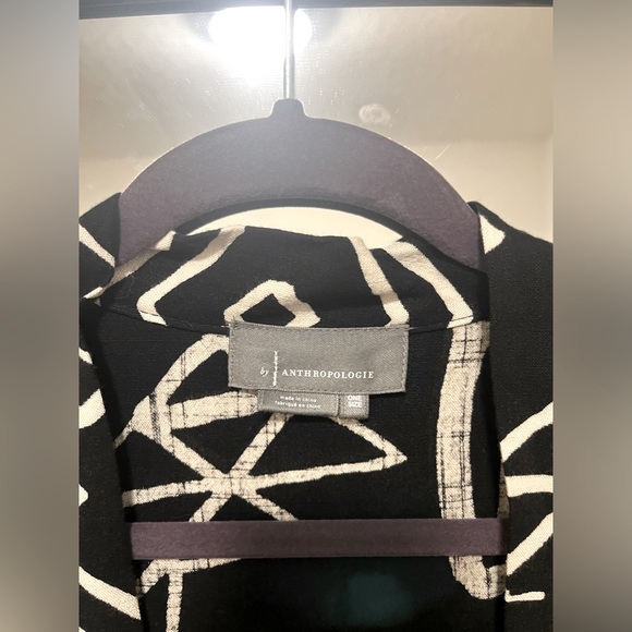 Anthropologie Kimino Inspired Long Sleeve Graphic Duster One Size Linen Blend - Picture 6 of 8